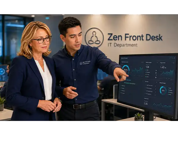 Maxine in the Zen Front Desk operations center